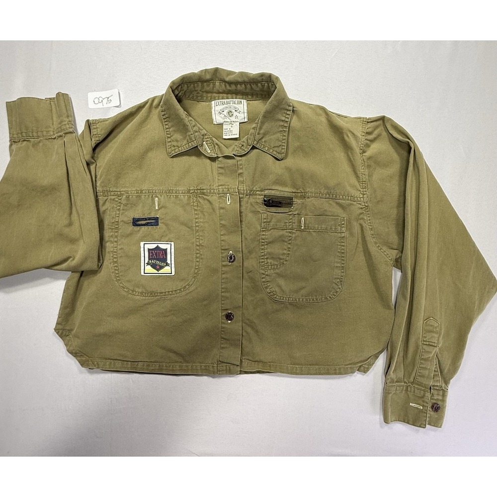 Extra Battalion Woman's Olive Cotton Twill Military Work Shirt Jacket Size S